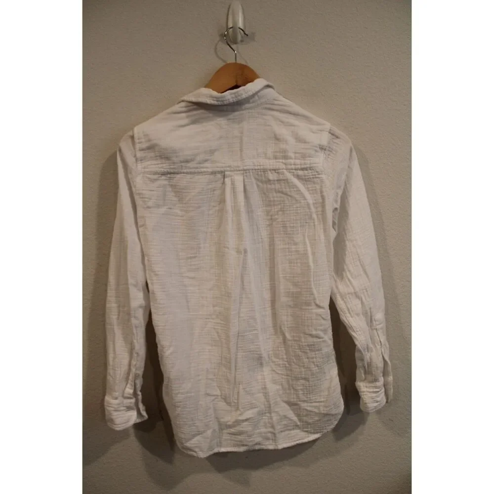 J.Crew gauzy cotton white button down tunic shirt size xxsmall